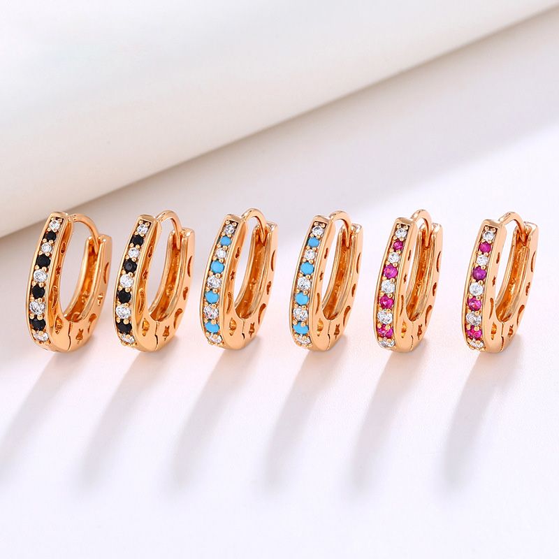 Wholesale Jewelry Xuping Simple Style Commute Color Block Alloy Artificial Gemstones 18k Gold Plated Plating Inlay Earrings