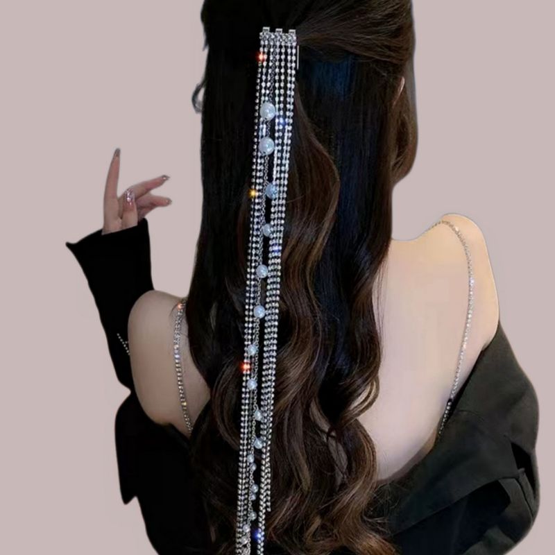 Women's Lady Streetwear Geometric Metal Plating Inlay Rhinestones Hair Chain