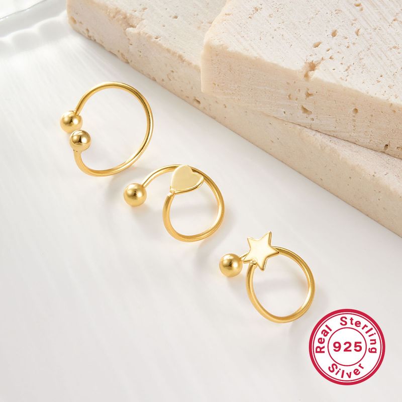 1 Pair Simple Style Star Moon Plating Sterling Silver 18k Gold Plated Rhodium Plated Ear Studs