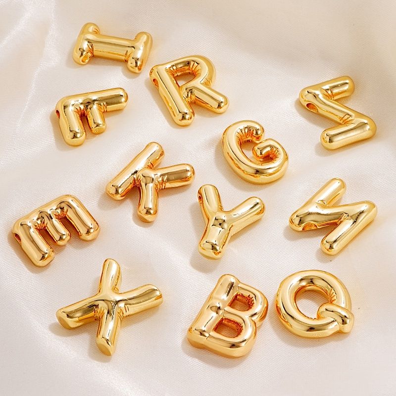 304 Stainless Steel Copper Gold Plated IG Style Simple Style Polishing Plating Letter Charms