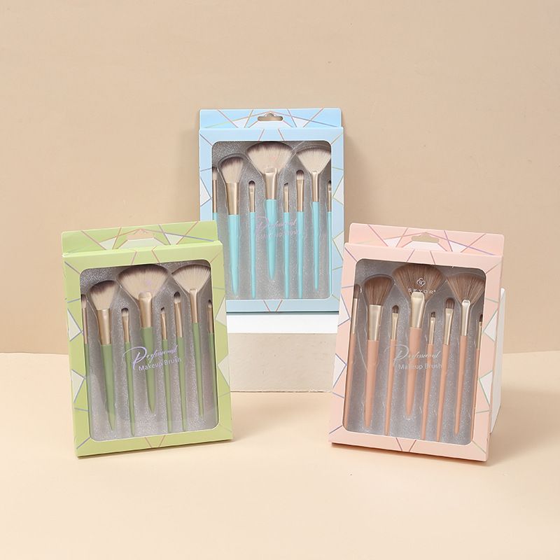 Simple Style Multicolor Plastic Nylon Plastic Handle Makeup Brushes 1 Set