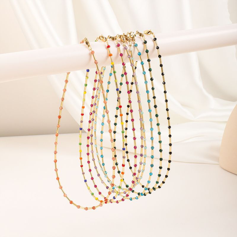 Vintage Style Color Block Natural Stone Necklace In Bulk