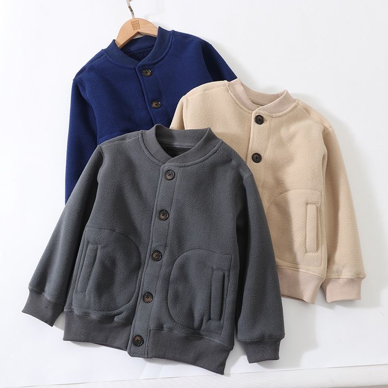 Casual Solid Color Polyester Boys Outerwear