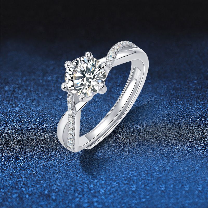Wedding Formal Classic Style Solid Color Sterling Silver Gra Inlay Moissanite 18k Gold Plated Rings