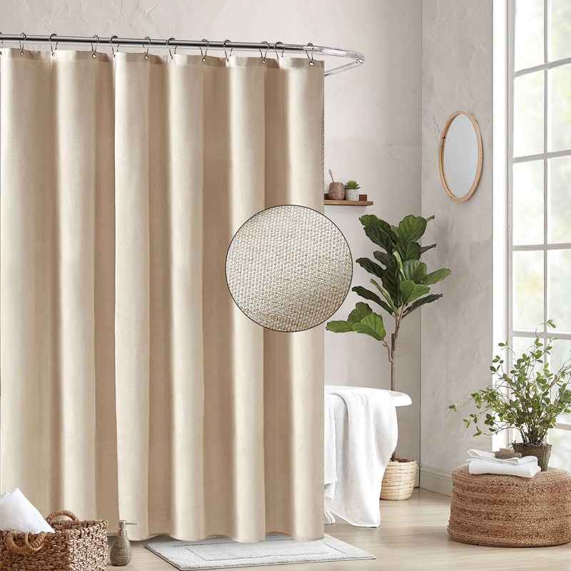 Casual Solid Color Linen-like Shower Curtain