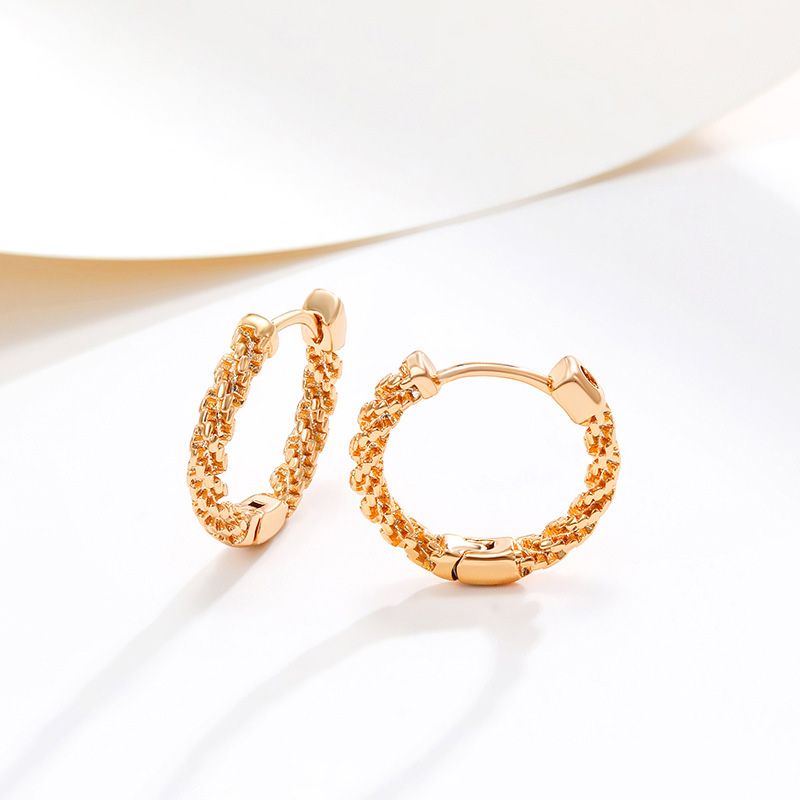 Wholesale Jewelry Vintage Style Xuping Geometric Solid Color Alloy 18k Gold Plated Plating Hoop Earrings