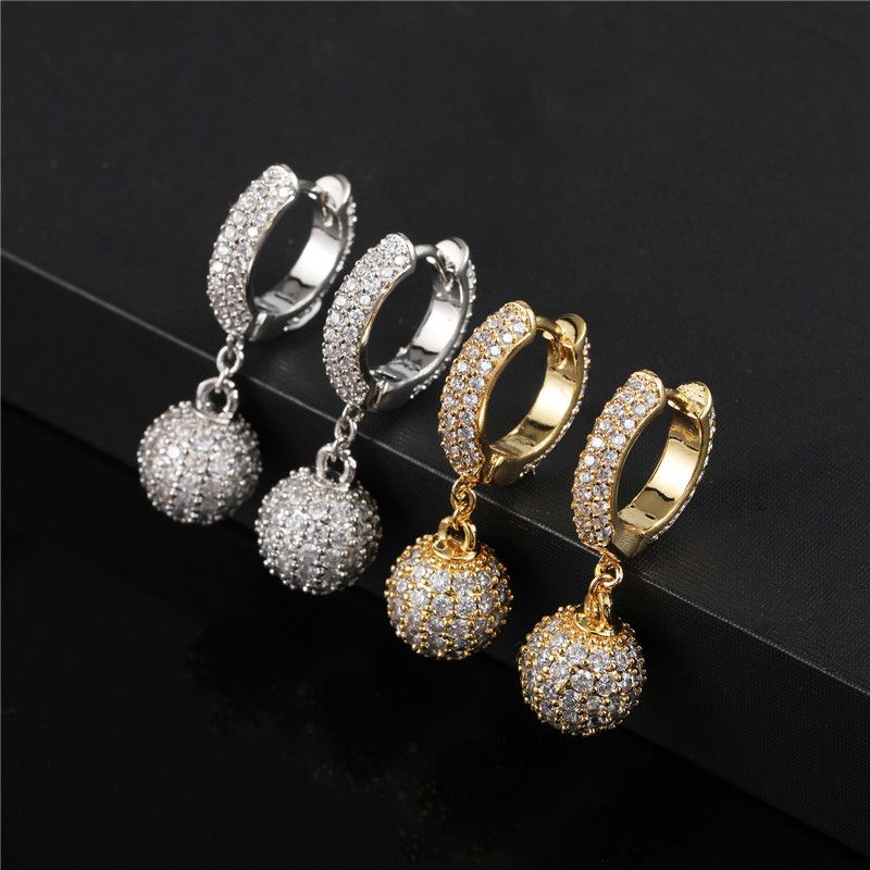 1 Paire Élégant Sucré Balle Placage Incruster Le Cuivre Zircon Boucles D'oreilles