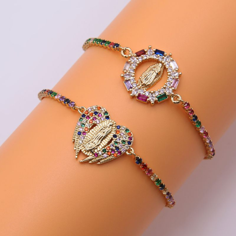 Elegant Glam Wings Copper Plating Inlay Zircon 18k Gold Plated Drawstring Bracelets