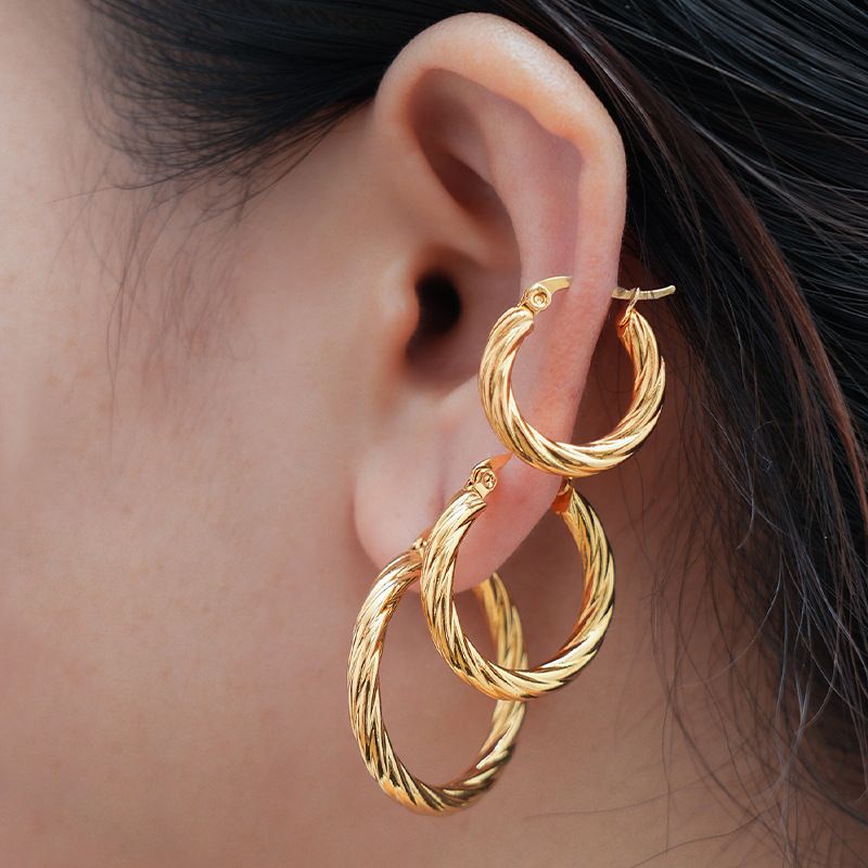 1 Set Simple Style Commute Solid Color Plating Stainless Steel Gold Plated Earrings