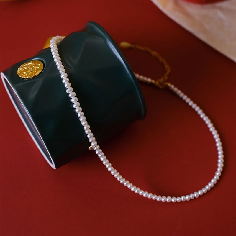 Elegant Round Imitation Pearl Sterling Silver Plating Gold Plated Pendant Necklace