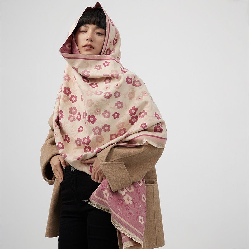 Frau Vintage-stil Ethnischer Stil Blume Kaschmirimitat Schal