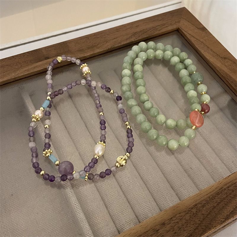 Sweet Geometric Color Block Freshwater Pearl Opal Glass Beaded Women's Bracelets