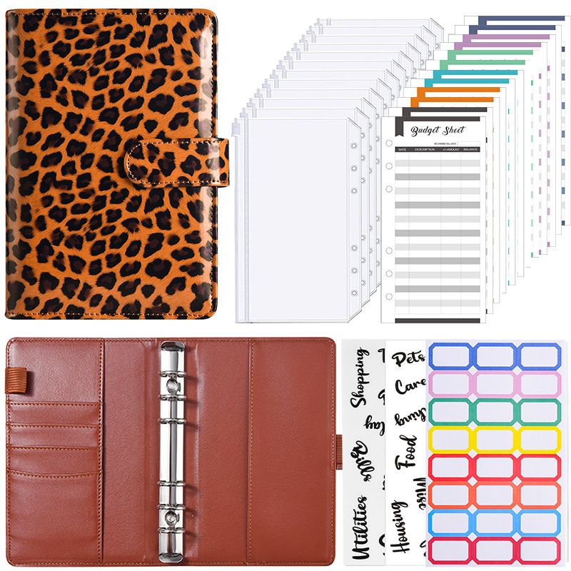 1 Satz Leopard Lernen Schule Pu-leder Retro Loses Spiralnotizbuch