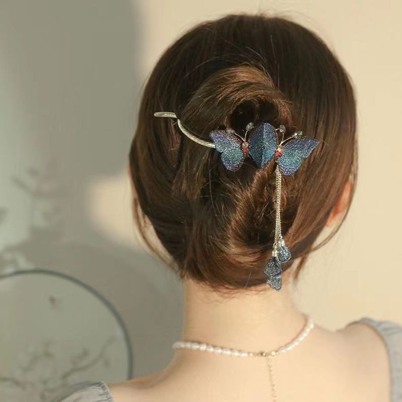 Femmes Chinoiseries Élégant Rétro Papillon Synthétiques Métal Placage Pince À Cheveux
