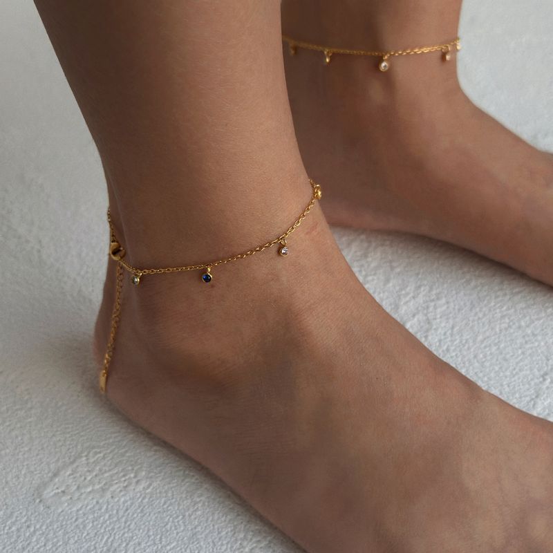 Simple Style Solid Color Stainless Steel Plating 18k Gold Plated Women's Anklet