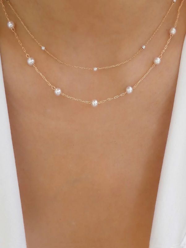 Ig Style Classic Style Pearl Alloy Women's Double Layer Necklaces