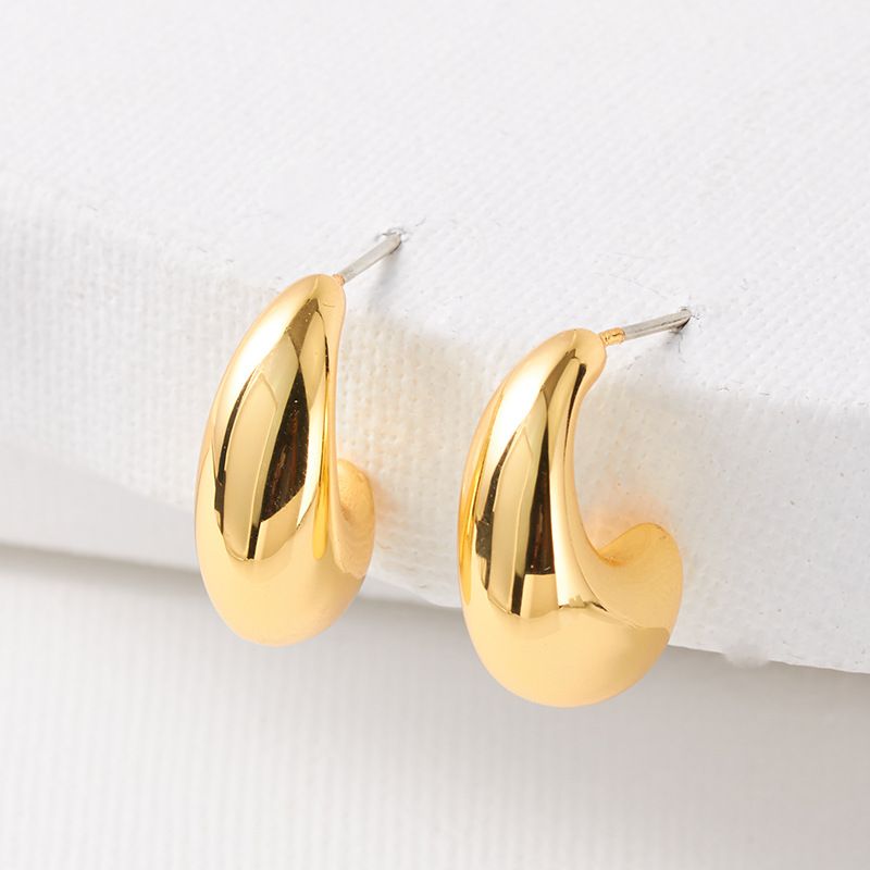 1 Pair Simple Style Commute Solid Color Plating Copper Gold Plated Ear Studs