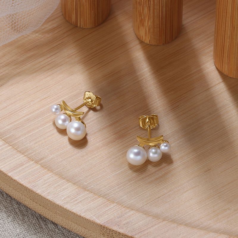 1 Pair Modern Style Simple Style Geometric Polishing Plating Sterling Silver 14k Gold Plated Ear Studs