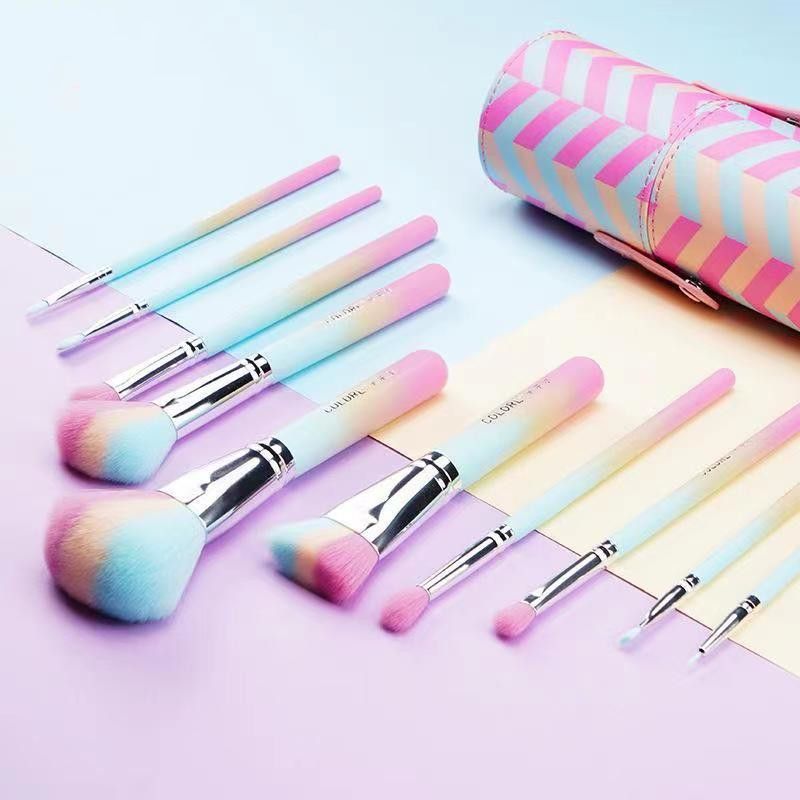 Lindo Colores Fibra Artificial Nylon Lana De Nailon Corrugado Manija De Plastico Sets Herramientas Maquillaje 1 Juego