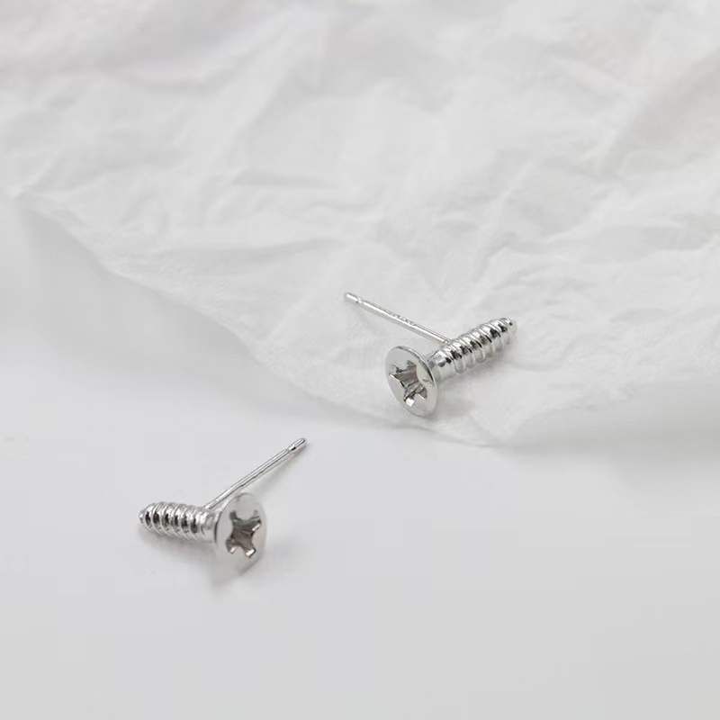 1 Pair Lady Geometric Plating Copper White Gold Plated Ear Studs