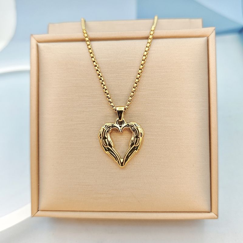 Stainless Steel Vintage Style Simple Style Plating Heart Shape Pendant Necklace