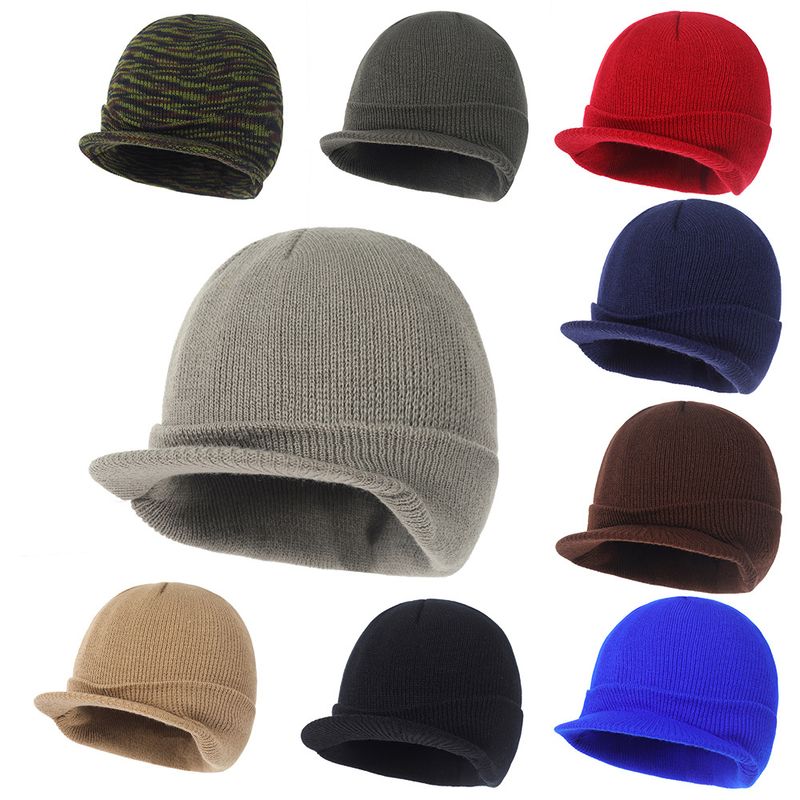 Unisex Simple Style Solid Color Curved Eaves Wool Cap