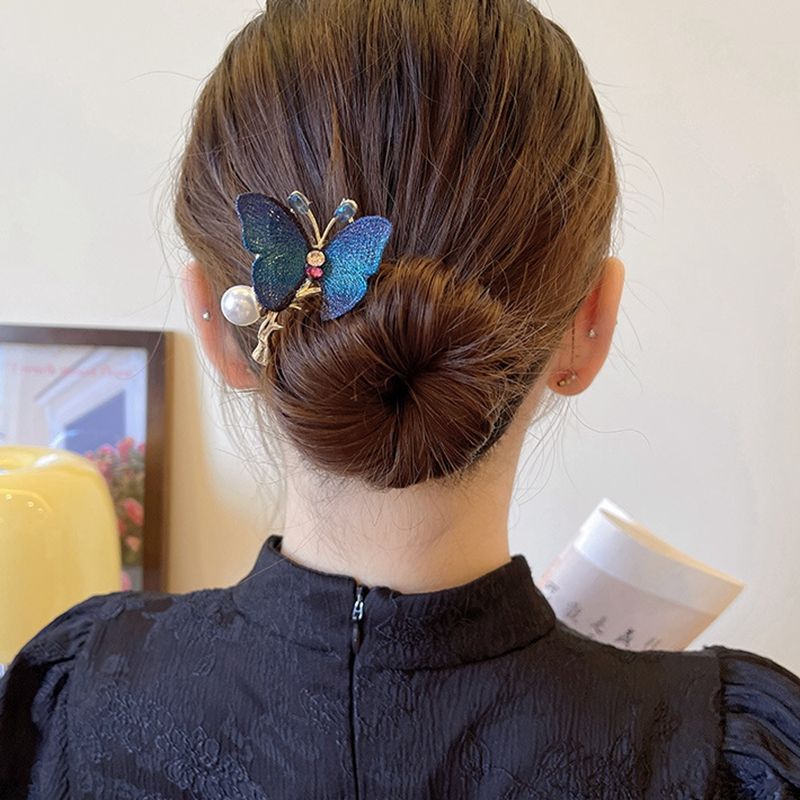 Frau Retro Einfacher Stil Schmetterling Synthetik Legierung Stickerei Überzug Inlay Strasssteine Perle Kamm Einsetzen