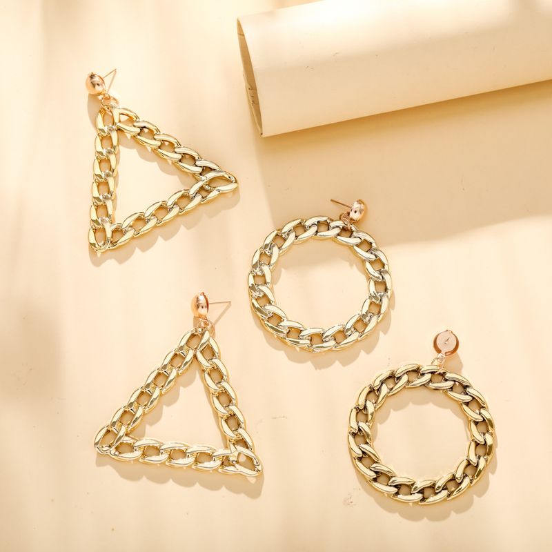 1 Pair Vintage Style Geometric Solid Color Plating Chain Hollow Out Arylic Drop Earrings