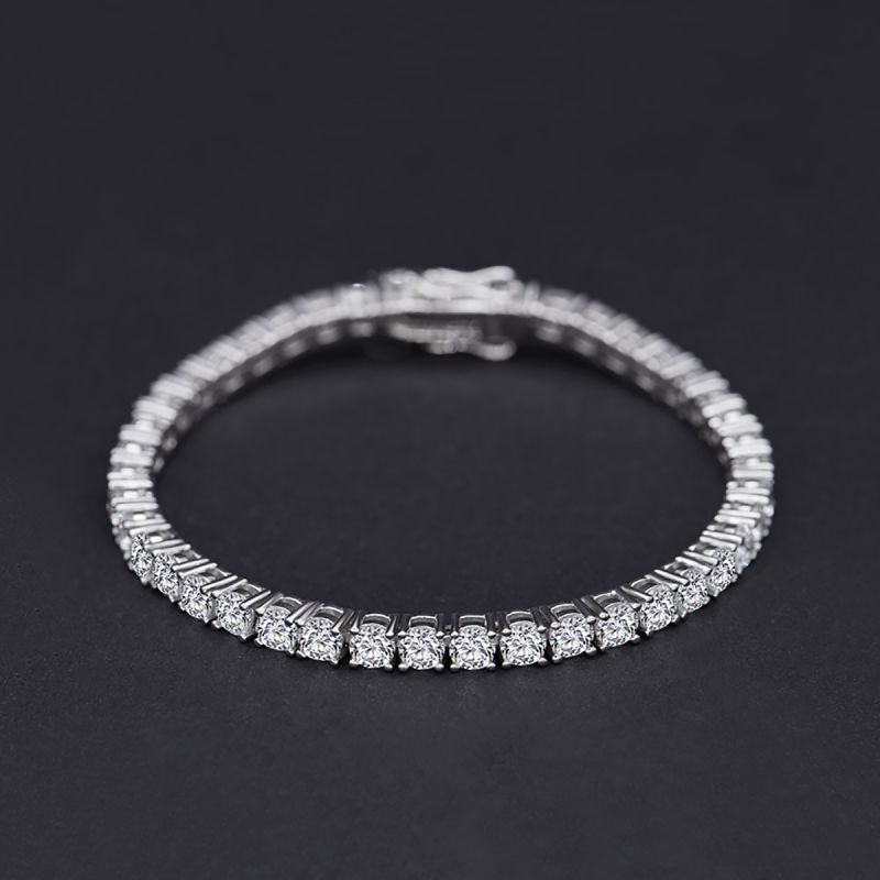 Vêtement De Rue Couleur Unie Argent Sterling Placage Incruster Diamant Artificiel Plaqué Argent Bracelets