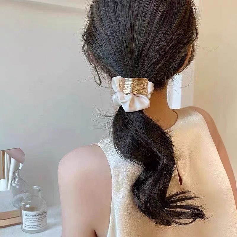 Elegant Lady Streetwear Solid Color Cloth Metal Plating Hair Tie