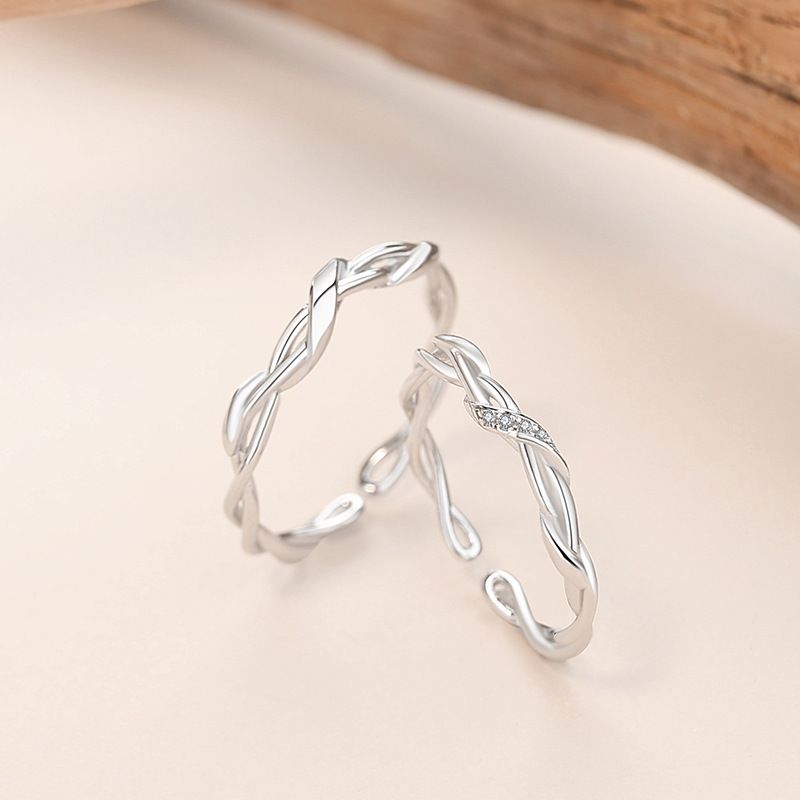 Simple Style Geometric Solid Color Sterling Silver Plating Open Rings