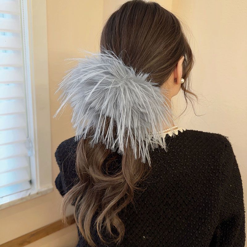 Lady Solid Color Feather Hair Tie