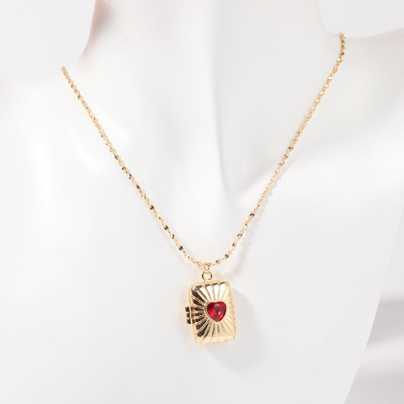 Copper Streetwear Plating Inlay Heart Shape Zircon Pendant Necklace
