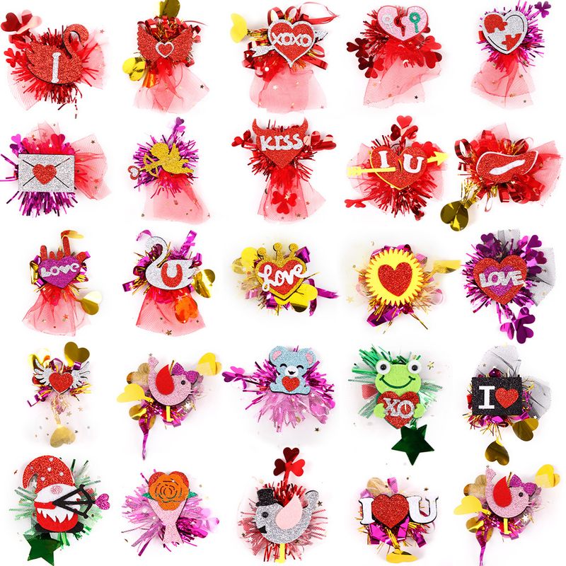 Valentine's Day Cute Sweet Letter Heart Shape Pet Daily Party Shopping Hairpin
