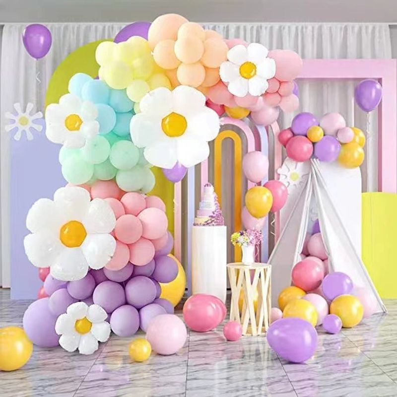 Date D'anniversaire Mignon Pastorale Fleur Émulsion Intérieur Fête Ballons