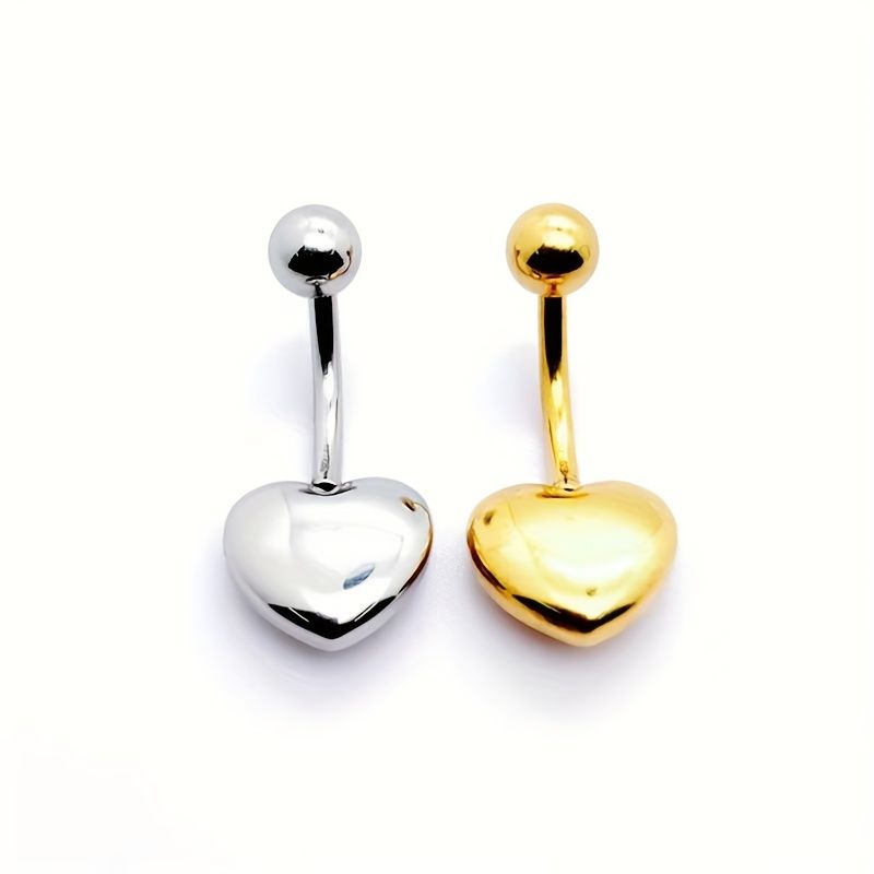 1 Piece Belly Rings Modern Style Cool Style Heart Shape Stainless Steel Plating None Gold Plated