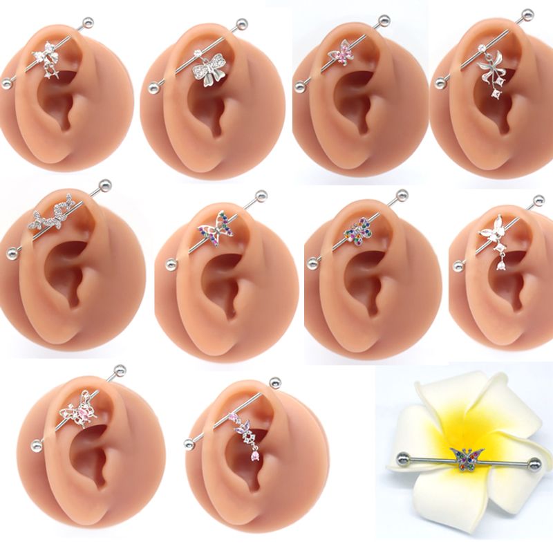 1 Piece Tropical Butterfly Plating Inlay Stainless Steel Copper Rhinestones Glass White Gold Plated Ear Studs