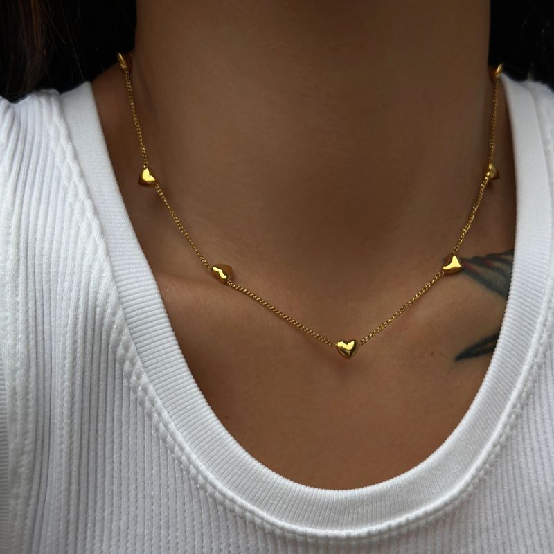 Estilo Ig Estilo Simple Forma De Corazón Plata Esterlina Enchapado Chapado En Oro De 18 Quilates. Collar