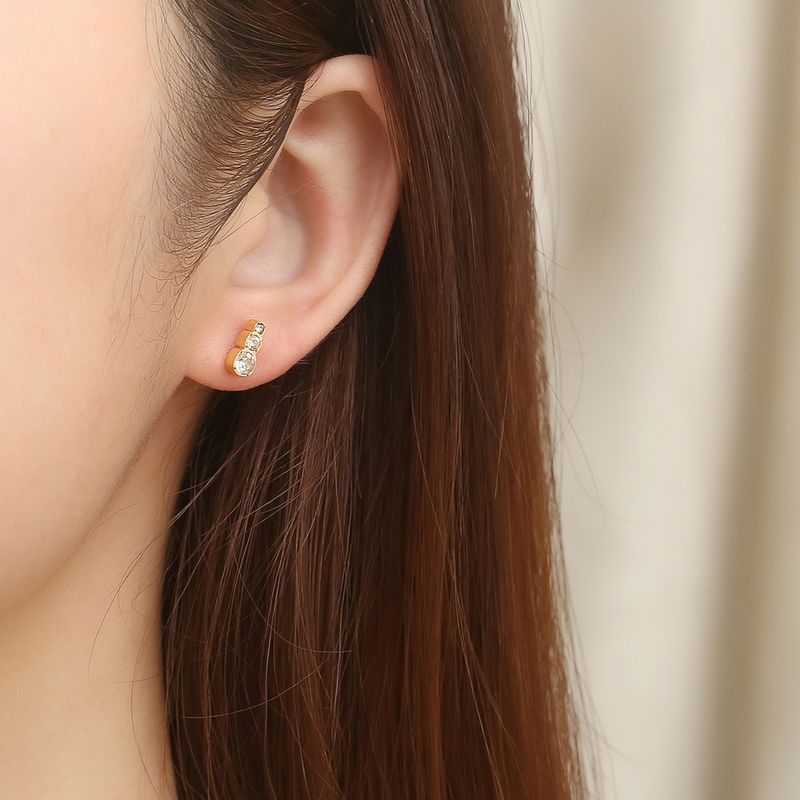 1 Pair Elegant Sweet Simple Style Gourd Plating Inlay 304 Stainless Steel Zircon 18K Gold Plated Ear Studs
