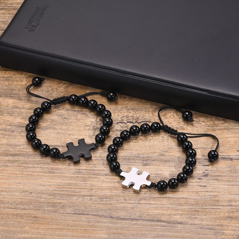 Simple Style Streetwear Jigsaw 304 Stainless Steel Men's Bracelets