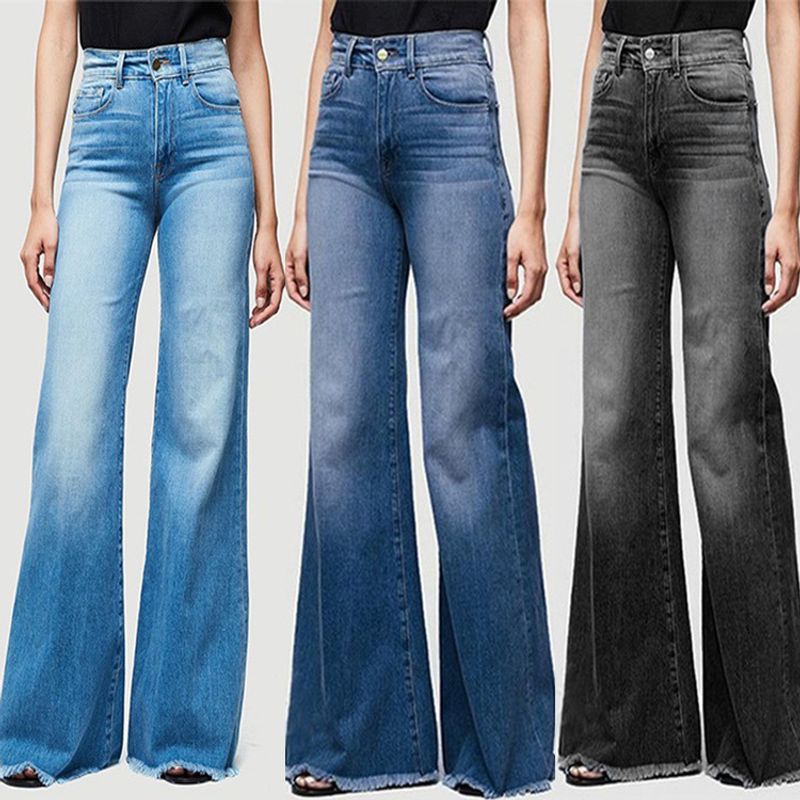 Frau Täglich Straße Einfacher Stil Einfarbig In Voller Länge Gewaschen Jeans