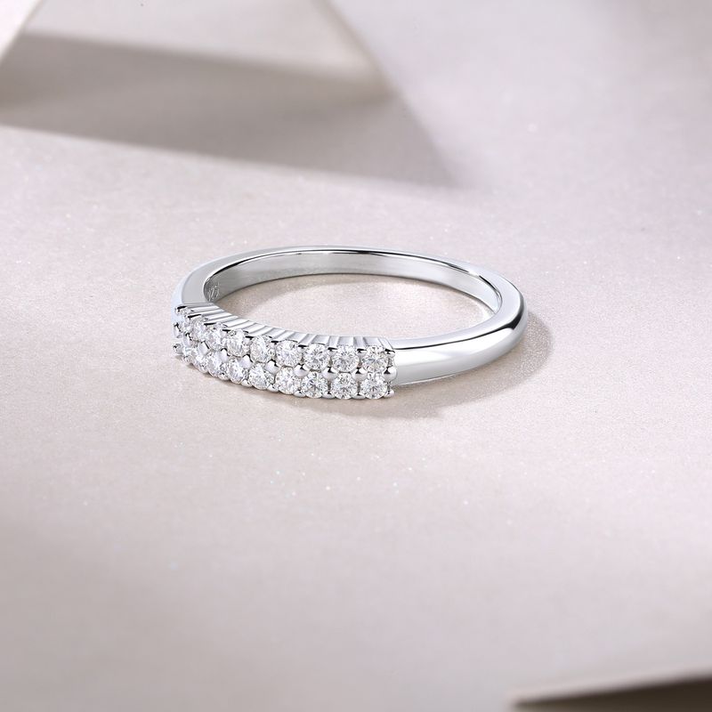 Elegant Geometrisch Einfarbig Sterling Silber Gra Überzug Inlay Moissanit Ringe
