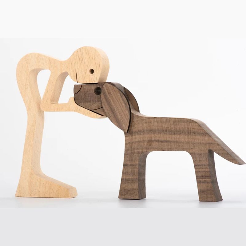 Pastoral Hund Holz Ornamente Künstliche Dekorationen