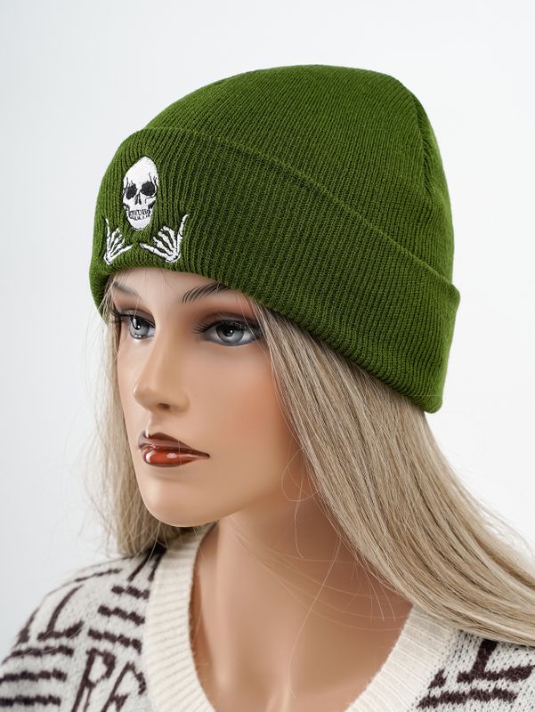 Unisex Streetwear Skull Eaveless Wool Cap