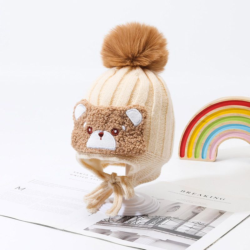 Girl's Cartoon Style Cute Bear Wool Cap