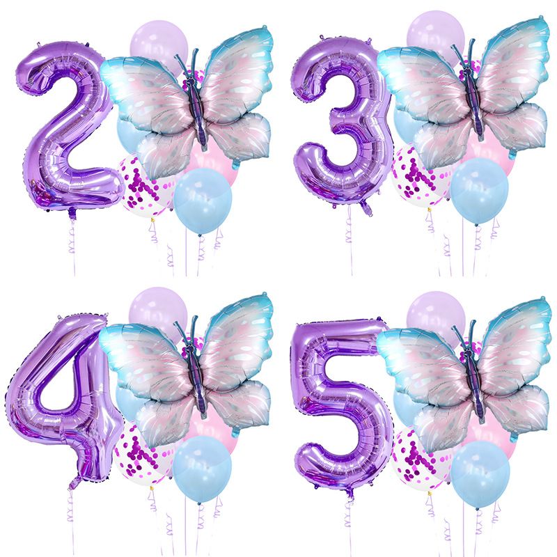Geburtstag Süß Pastoral Schmetterling Aluminiumfolie Innen Draussen Gruppe Luftballons