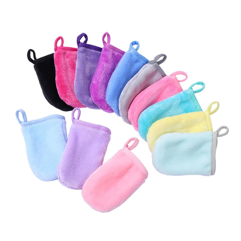 Sweet Solid Color Polyester Makeup Remover Gloves 1 Piece