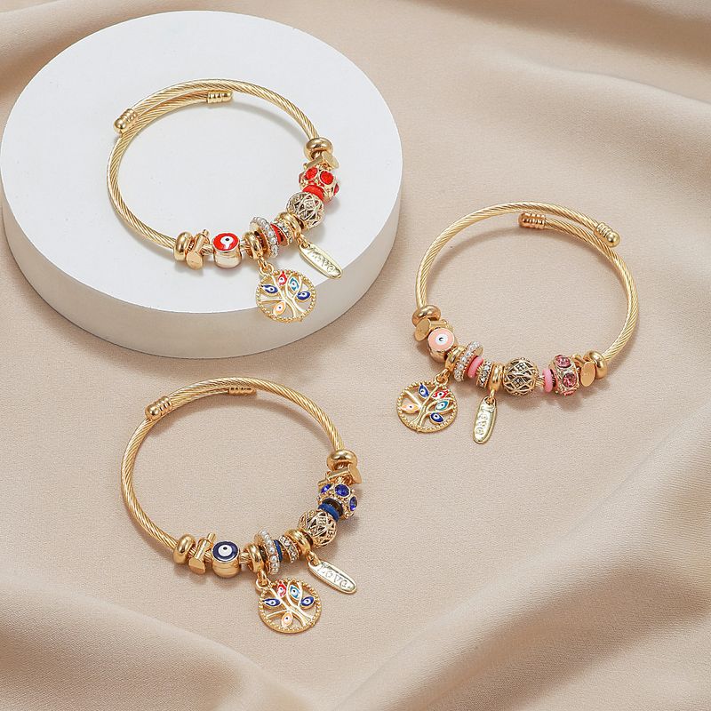 Simple Style Commute Color Block Stainless Steel Alloy Inlay Rhinestones Women's Bangle