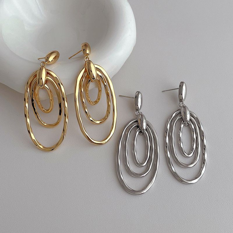 1 Piece Simple Style Oval Plating Copper 18k Gold Plated White Gold Plated Drop Earrings