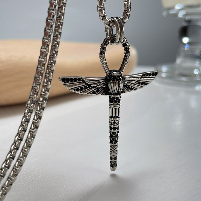 Hip-Hop Dragonfly Stainless Steel No Inlay Men's Pendant Necklace